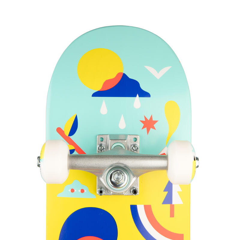 Kids' Ages 3 to 7 Years Mini Skateboard Size 7.25" CP100 - Rainbow