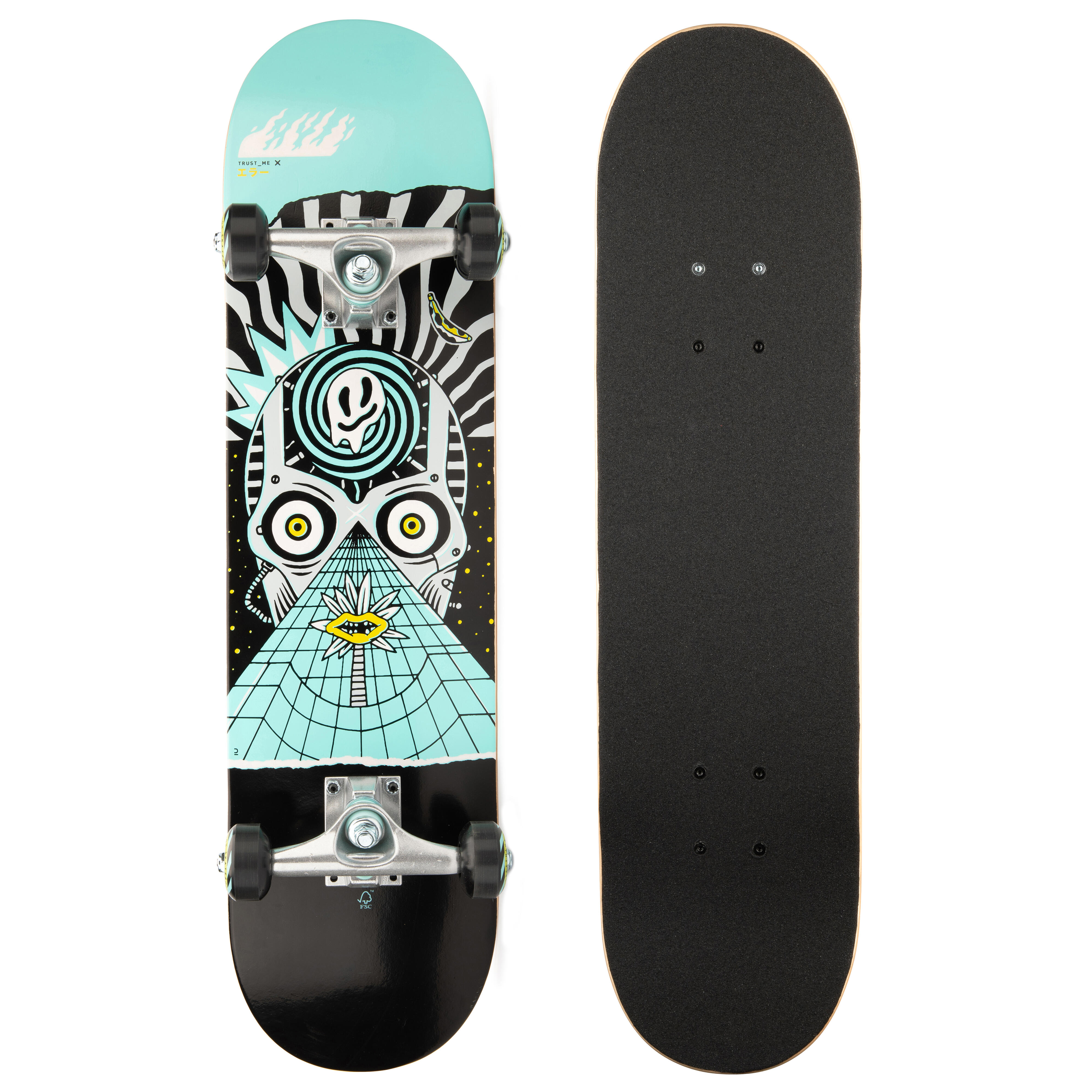 OXELO Skateboard Deck Kinder 8–12 Jahre CP100 Mid Cosmic 7,5