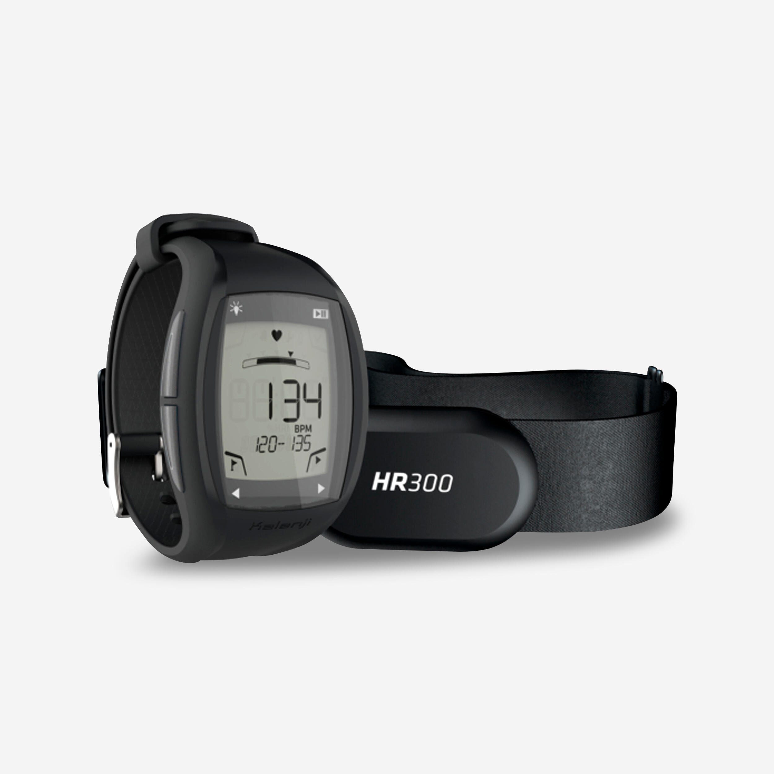 Montre running cardio HR300 noire grise Decathlon Cote d Ivoire