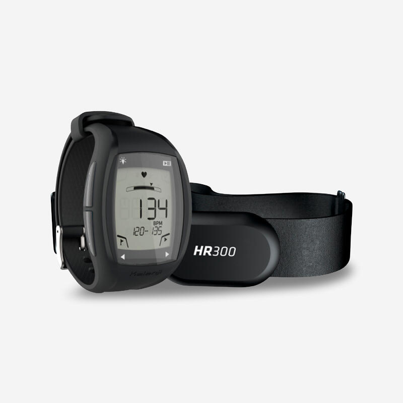 Běžecké hodinky s měřením tepové frekvence HR300 černo-stříbrné 