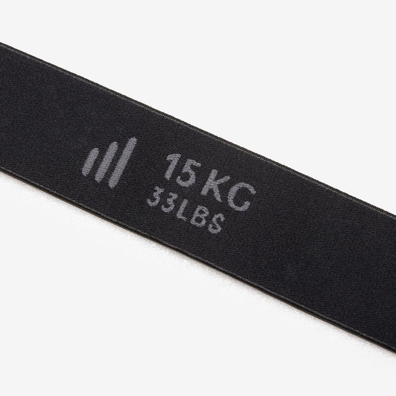 Bandă elastică textilă Fitness rezistență 15 kg Negru 