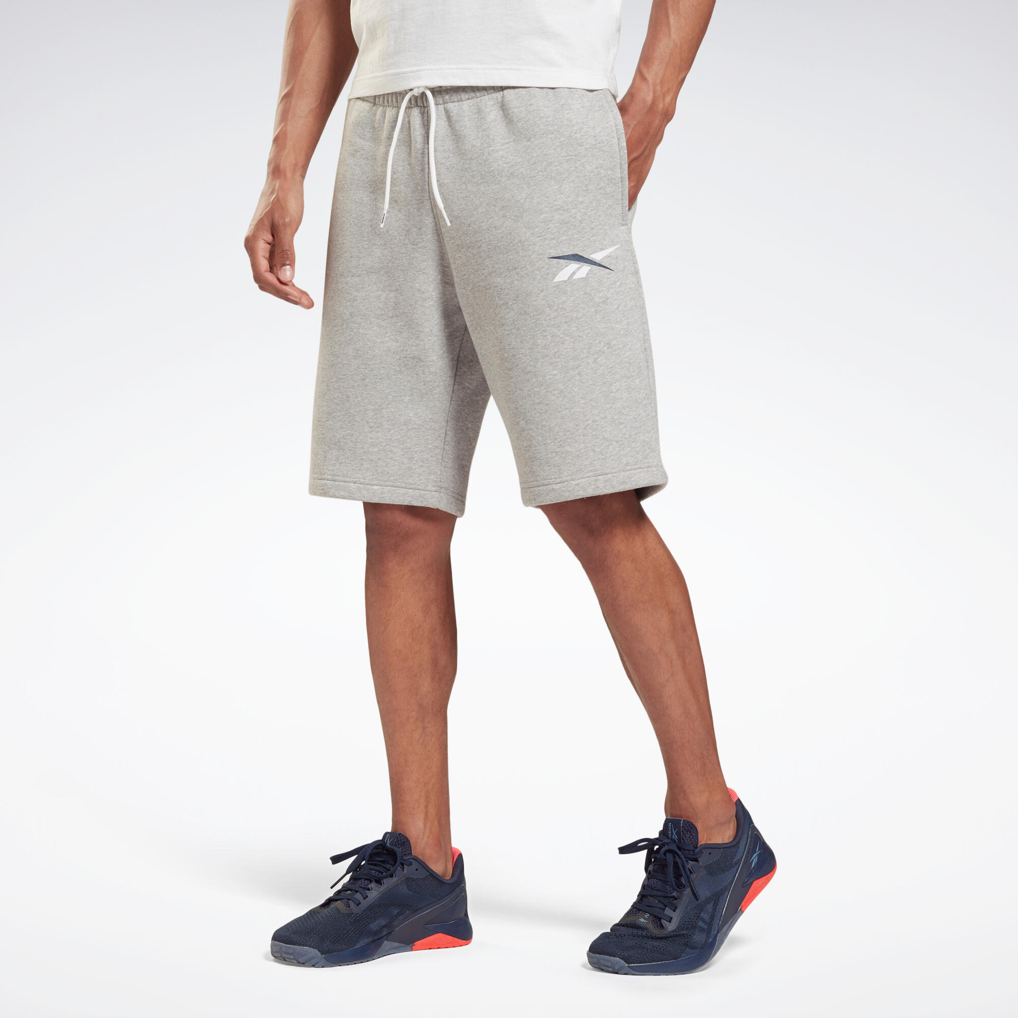 Pantaloncini uomo fitness Reebok misto cotone grigi REEBOK | DECATHLON