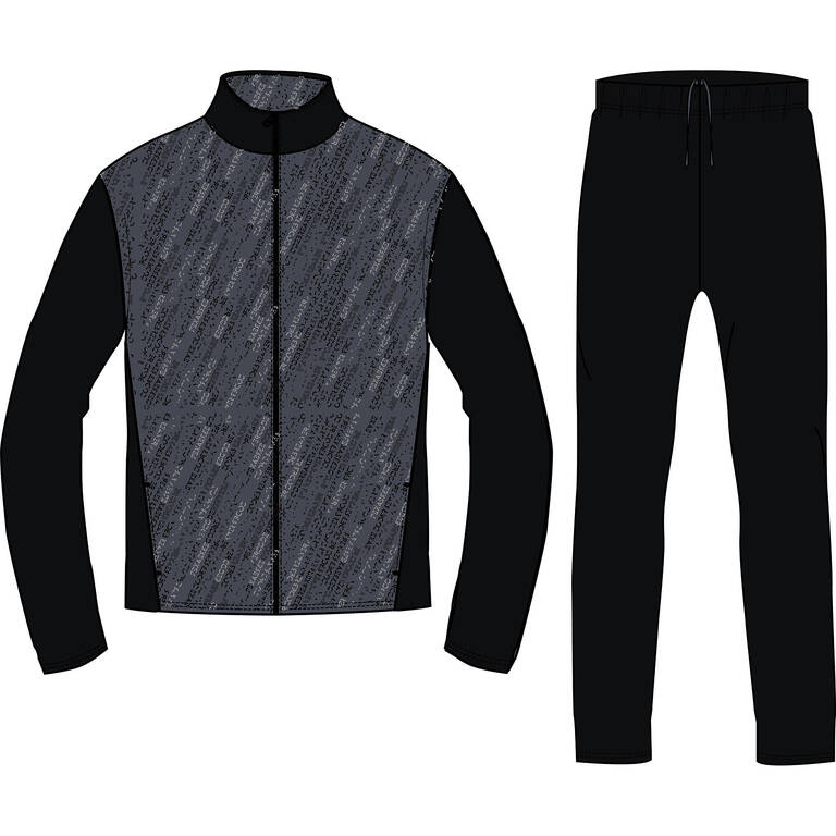 Kids' Breathable Synthetic Tracksuit Gym'y - Black & Print