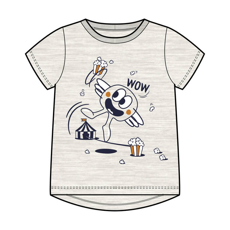 Kids' Cotton T-Shirt Basic - Beige with Pattern