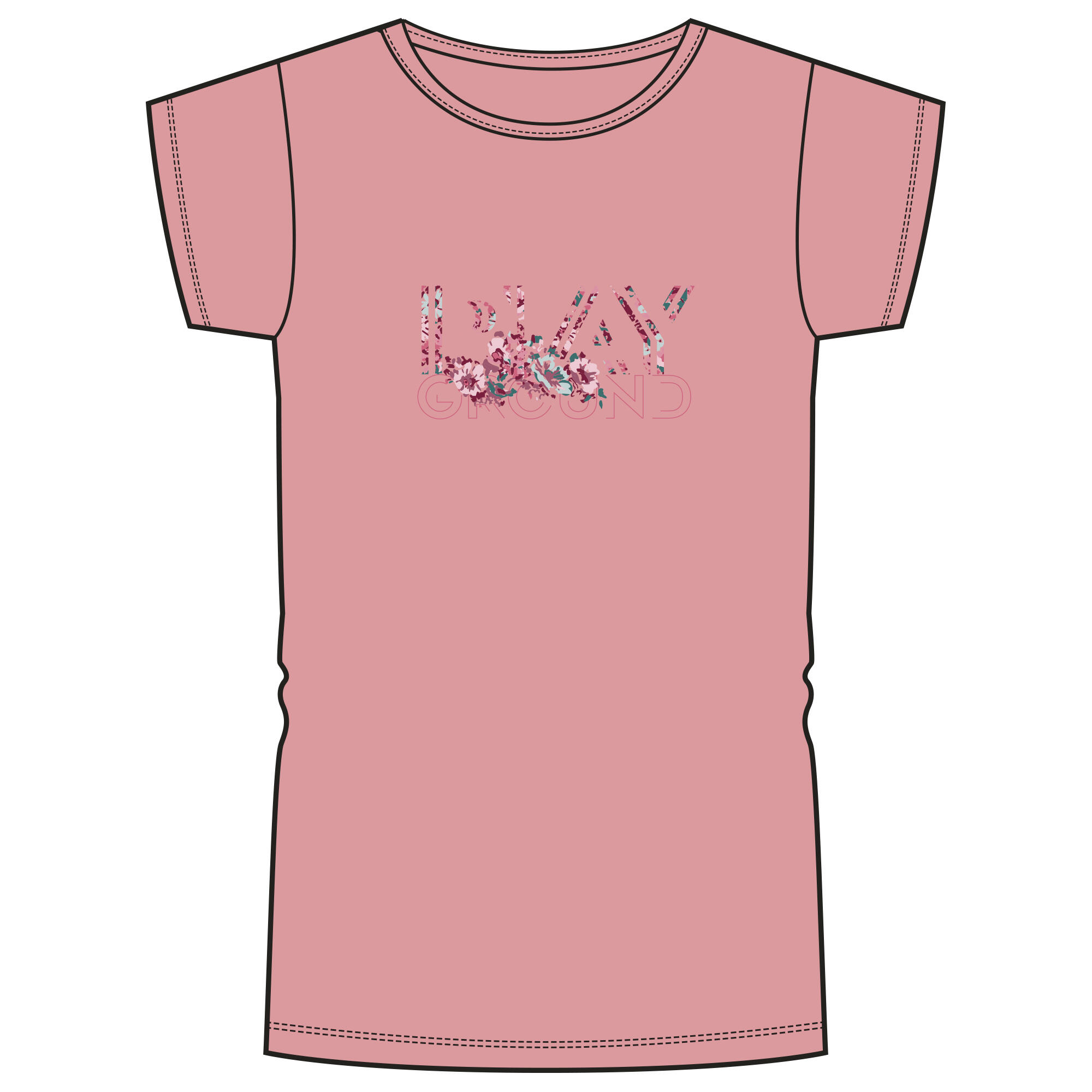 Kids' Basic Cotton T-Shirt - Pink Print 7/7