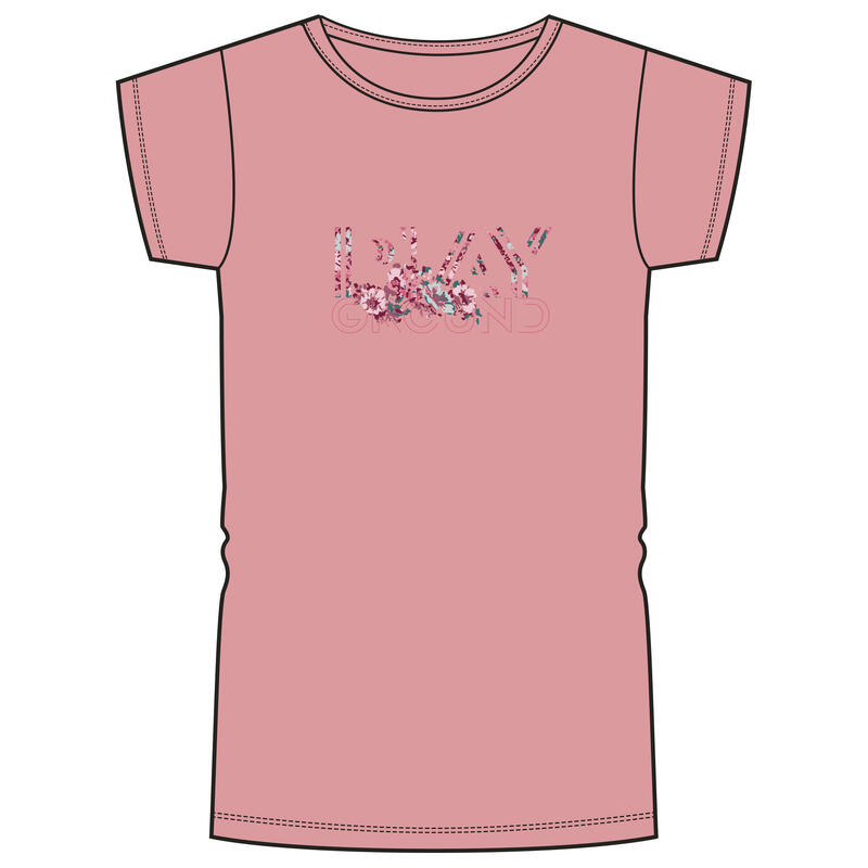Basic T-shirt voor kinderen katoen roze met opdruk