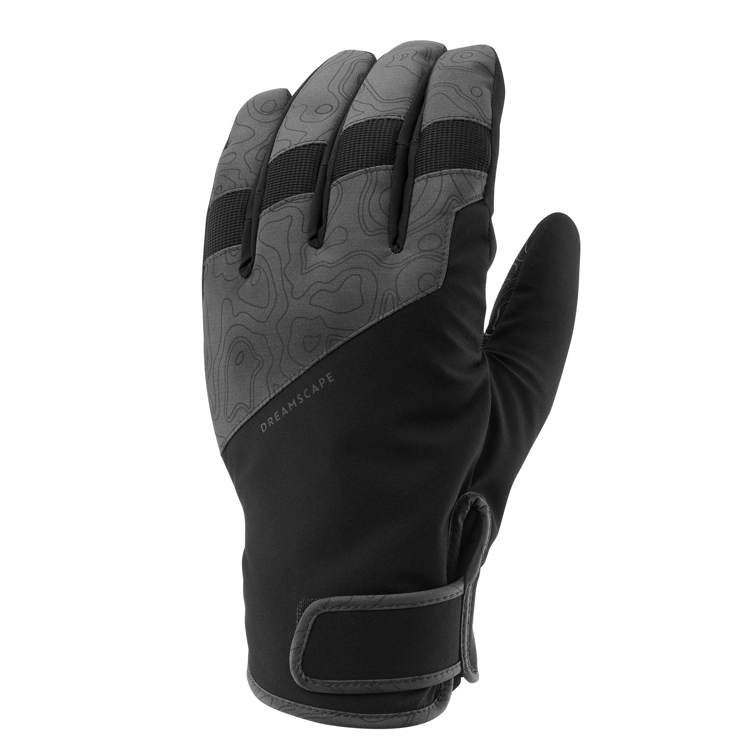 150 LIGHT WATERPROOF SKI AND SNOWBOARD GLOVES-GREY AND BLACK 2/4