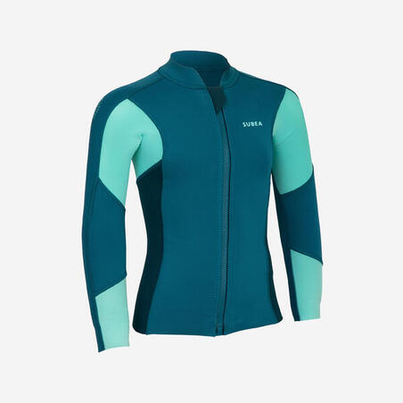 Rashguard långärmad UV-skydd neopren 1,5 mm - junior blå