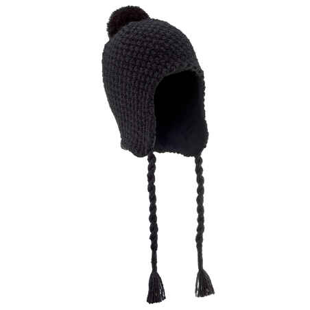Suaugusiųjų perujietiško stiliaus slidinėjimo kepurė „Timeless“, juoda