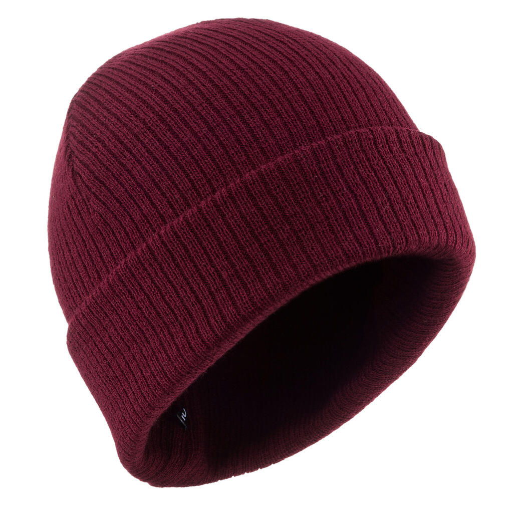 Adult ski hat - fisherman - burgundy