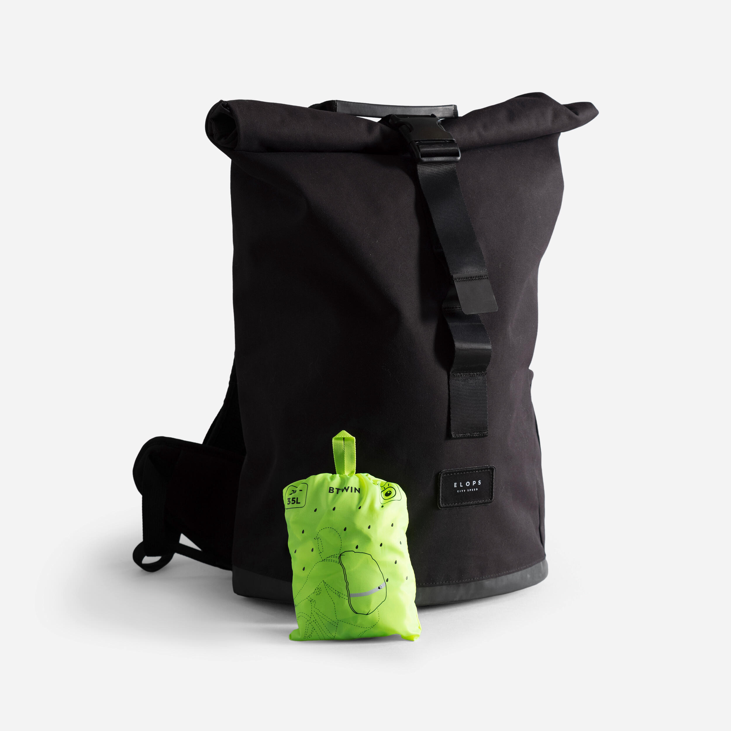 Waterproof High Visibility Bag Cover - Neon Yellow - BTWIN