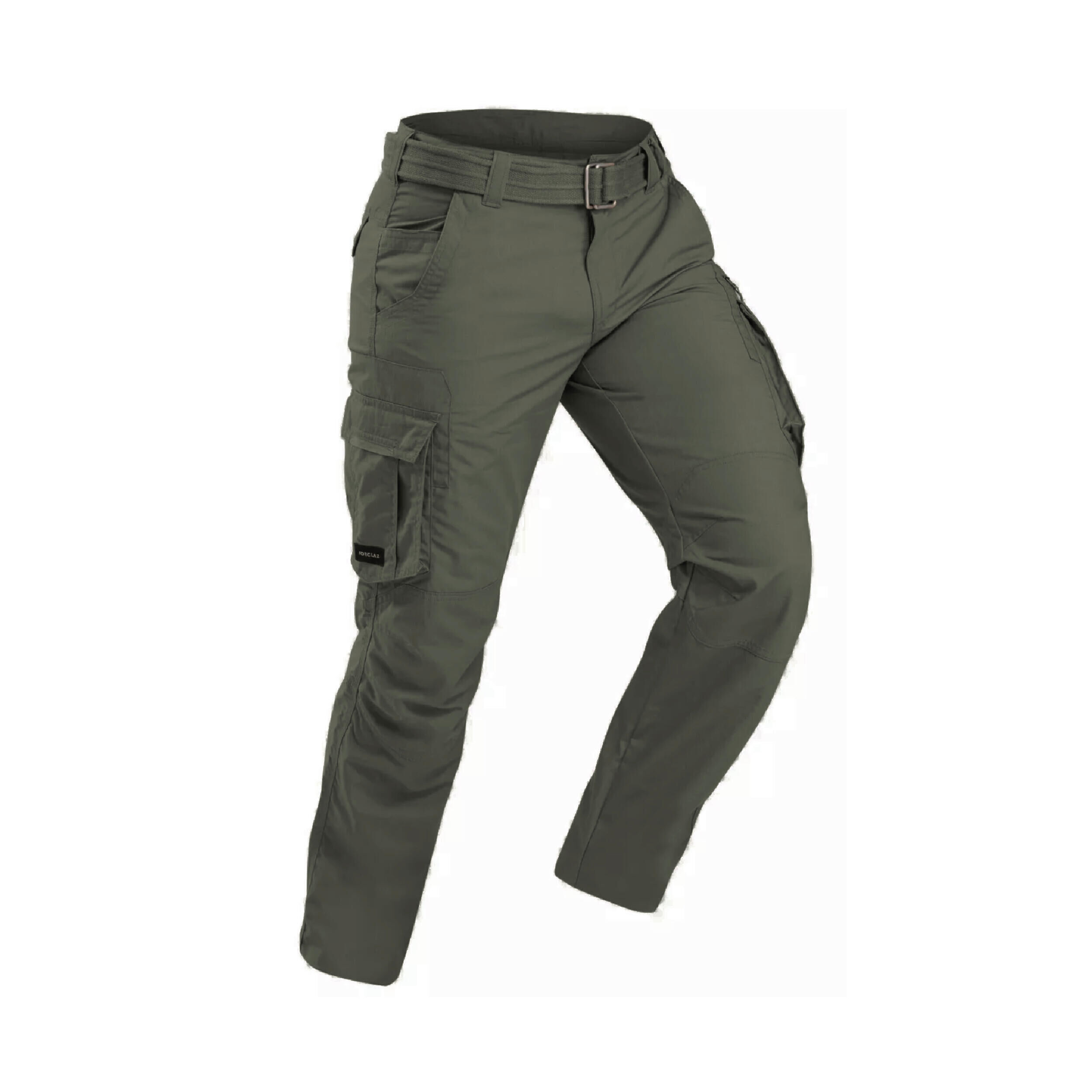 FORCLAZ Men's Travel Trekking Cargo Pants TRAVEL 100 - Khaki