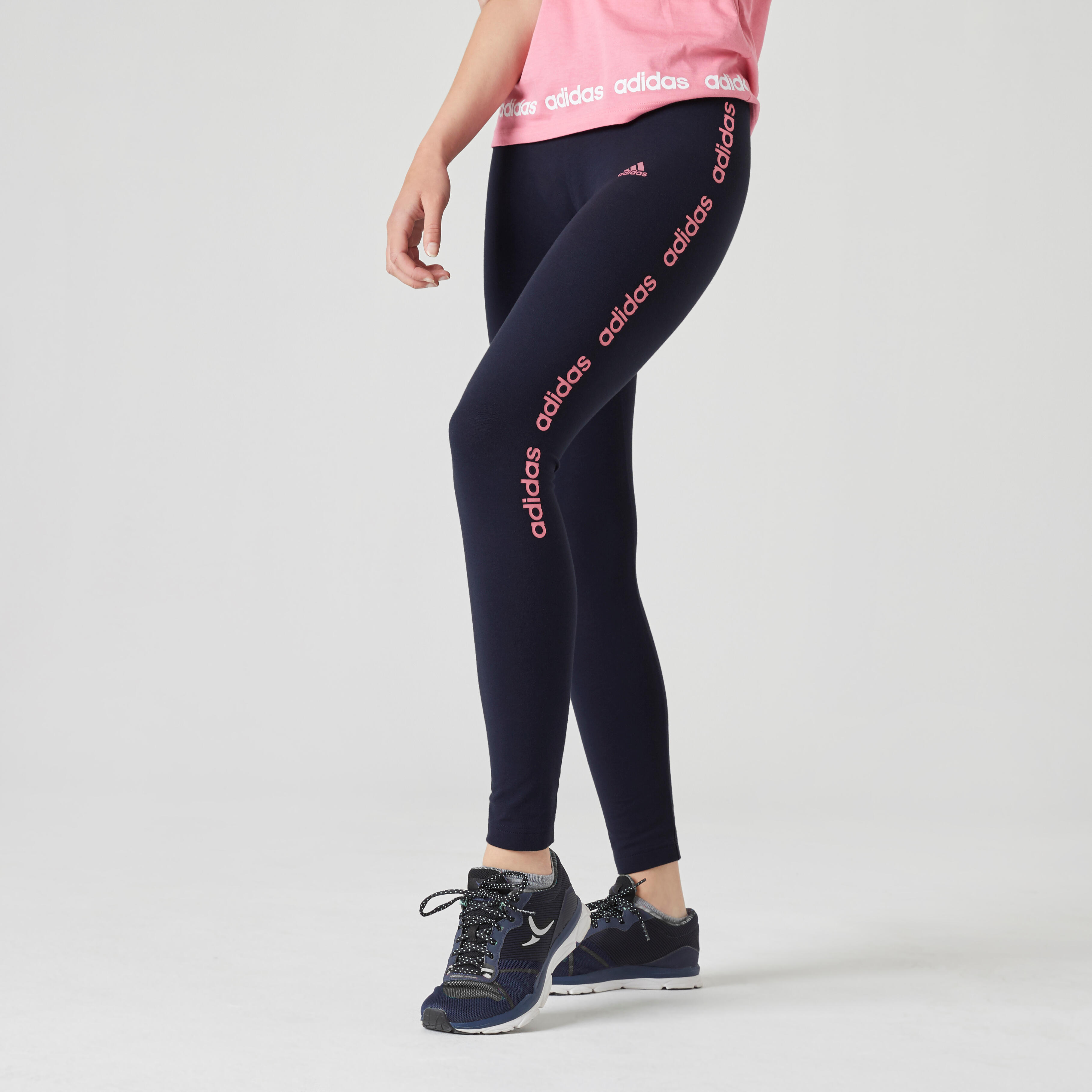 Leggings donna fitness Adidas cotone leggero blu ADIDAS | DECATHLON