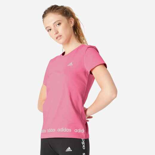 
      Women's Short-Sleeved Slim-Fit Cotton Crew Neck Fitness T-Shirt - Pink
  