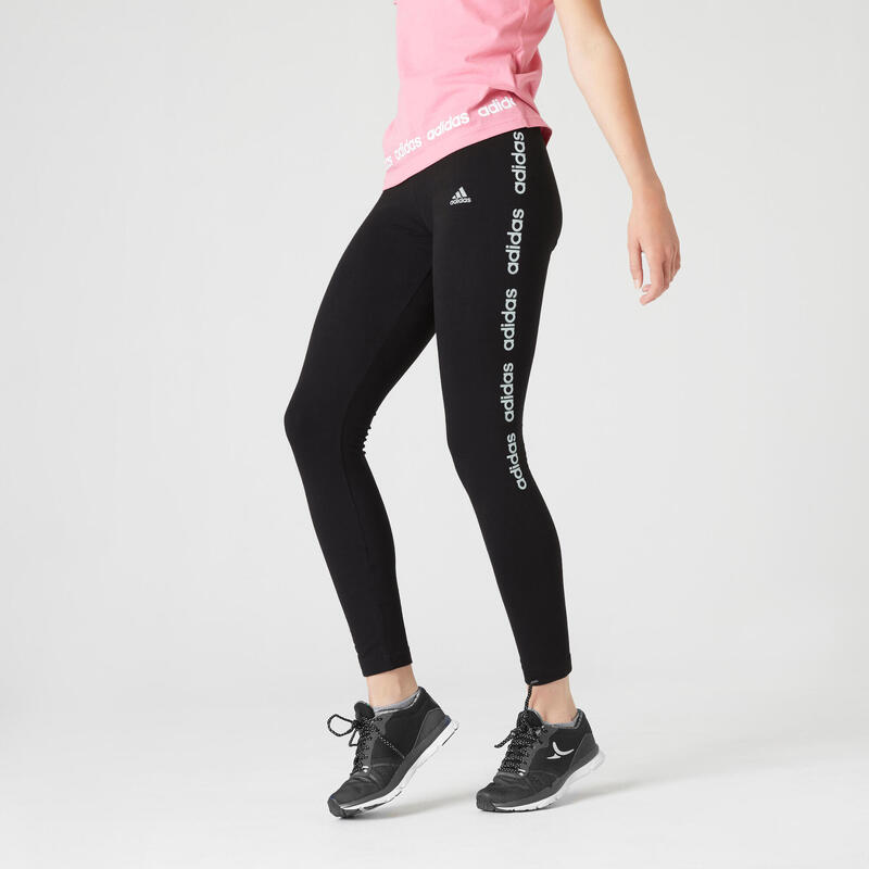 Legging fitness 7/8 coton majoritaire extensible femme - noir
