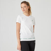 T-shirt fitness manches courtes slim 100% coton col rond femme blanc