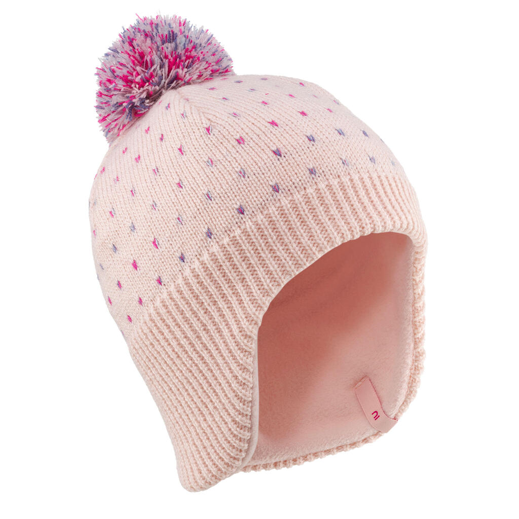 Kids’ ski hat - flap - pale pink