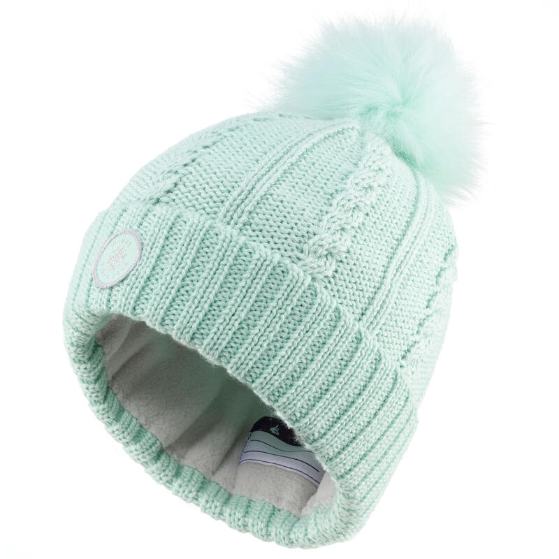 Berretto sci bambina TORSADES FUR WOOL verde acqua