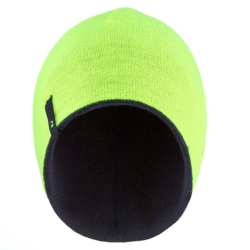 BONNET DE SKI ENFANT - REVERSE - BLEU MARINE JAUNE FLUO