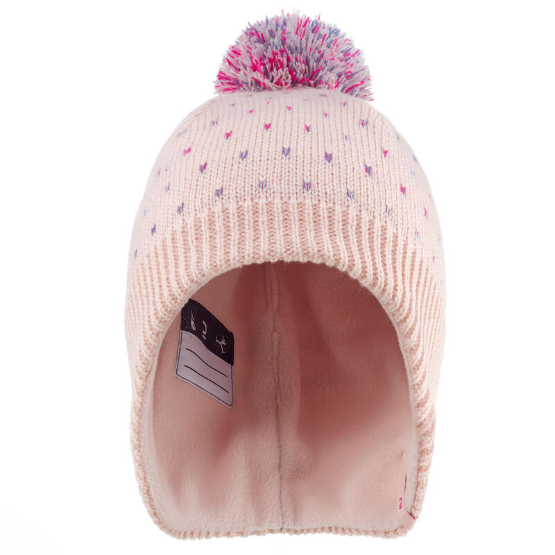 BONNET DE SKI KID - FLAP - ROSE PALE