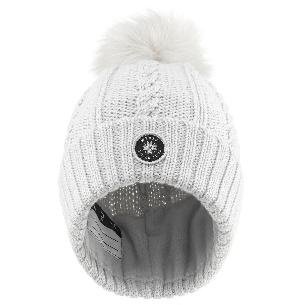 BONNET DE SKI ENFANT - TORSADES FUR WOOL - GRIS