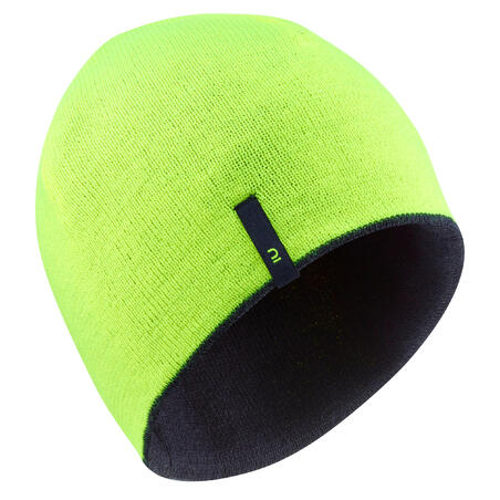 BONNET DE SKI ENFANT - REVERSE - BLEU MARINE JAUNE FLUO