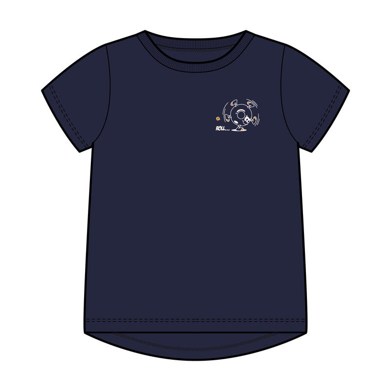 T-Shirt Básica de Ginástica de Bebé em Algodão Azul Marinho