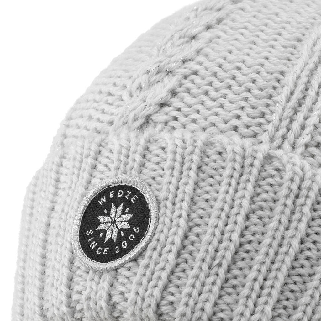 BONNET DE SKI ENFANT - TORSADES FUR WOOL - GRIS