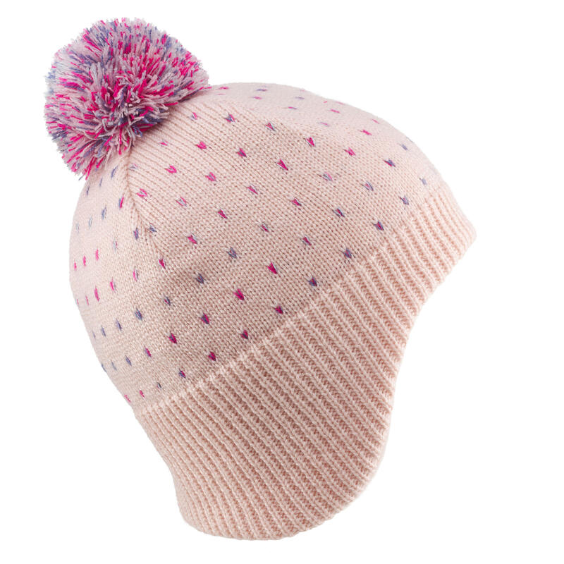 BONNET DE SKI KID - FLAP - ROSE PALE