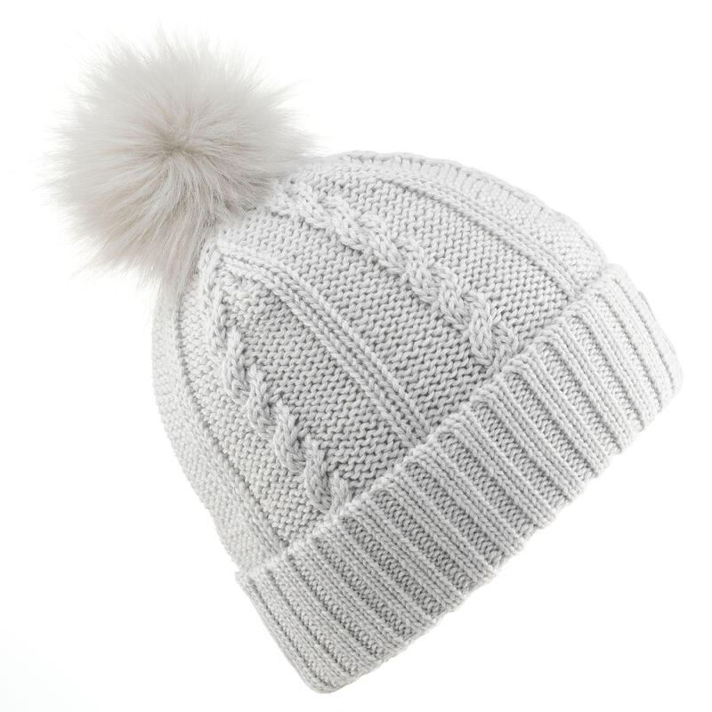 BONNET DE SKI ENFANT - TORSADES FUR WOOL - GRIS