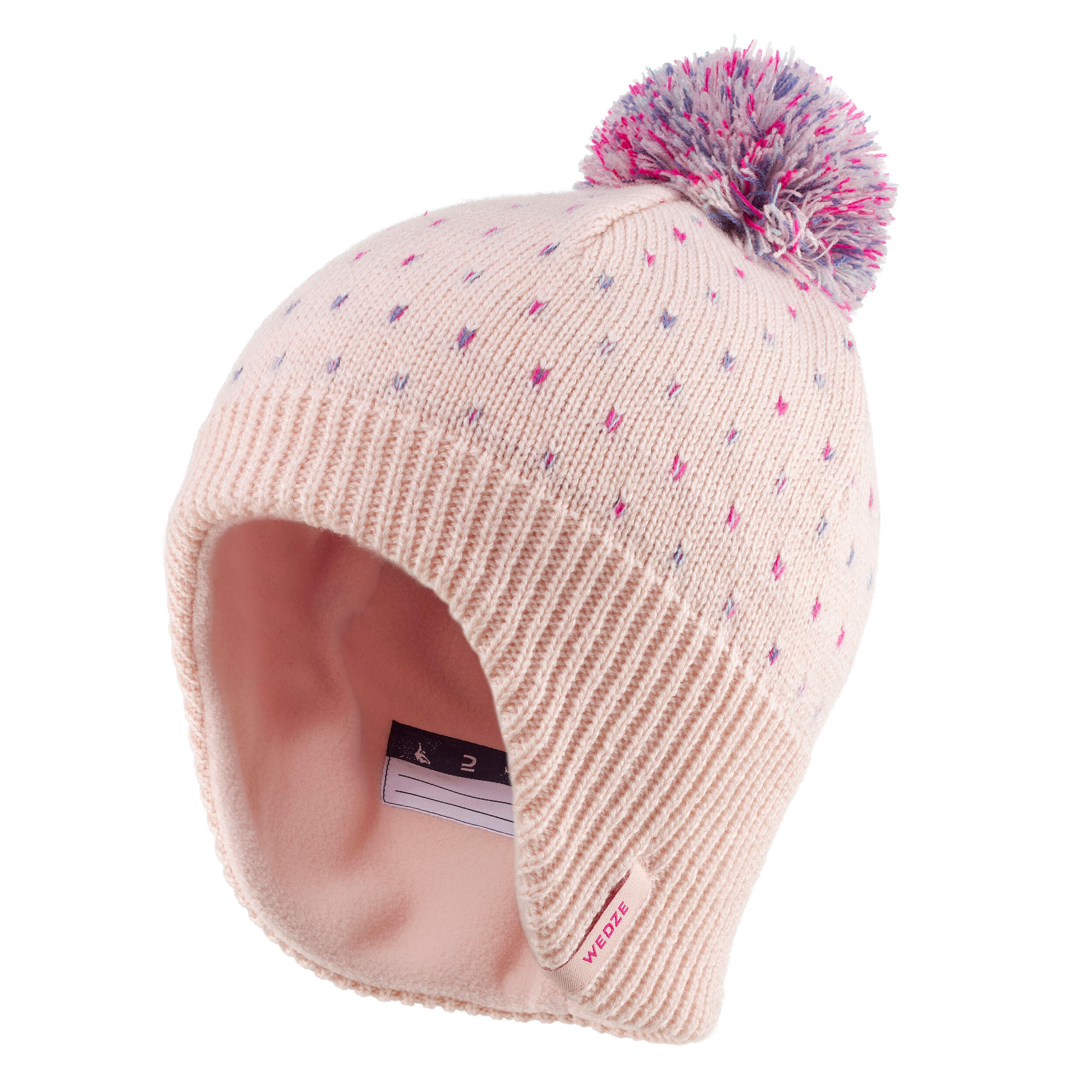 KIDS' SKI HAT FLAP PALE PINK - Decathlon