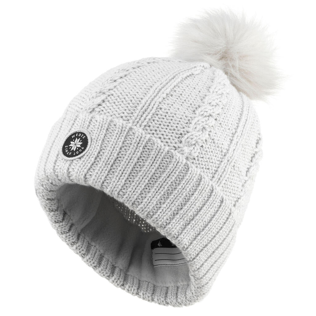 BONNET DE SKI ENFANT - TORSADES FUR WOOL - GRIS