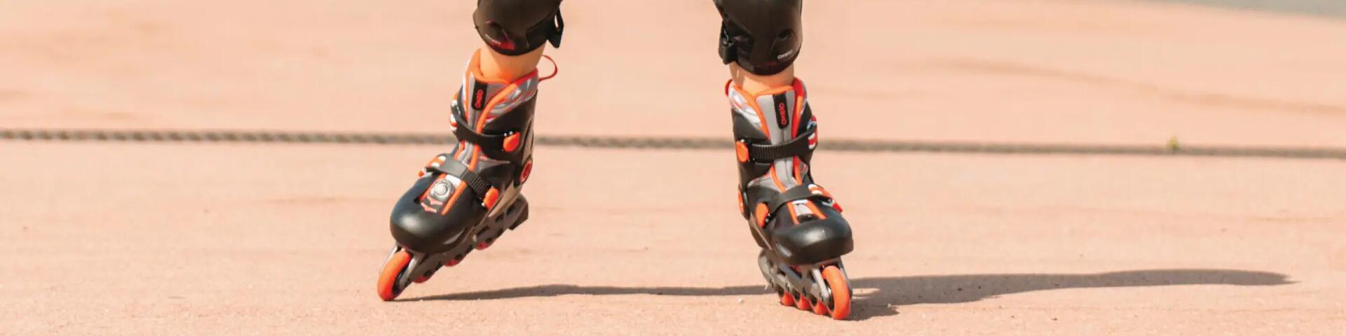 Child roller skating along a path in Oxelo roller skates