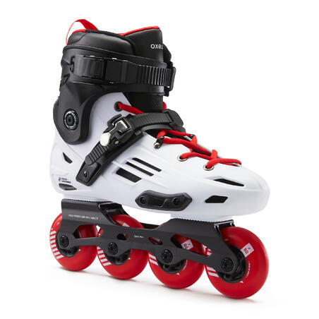 Adult Freeride Hardboot Inline Skates Mf500 White Red Decathlon