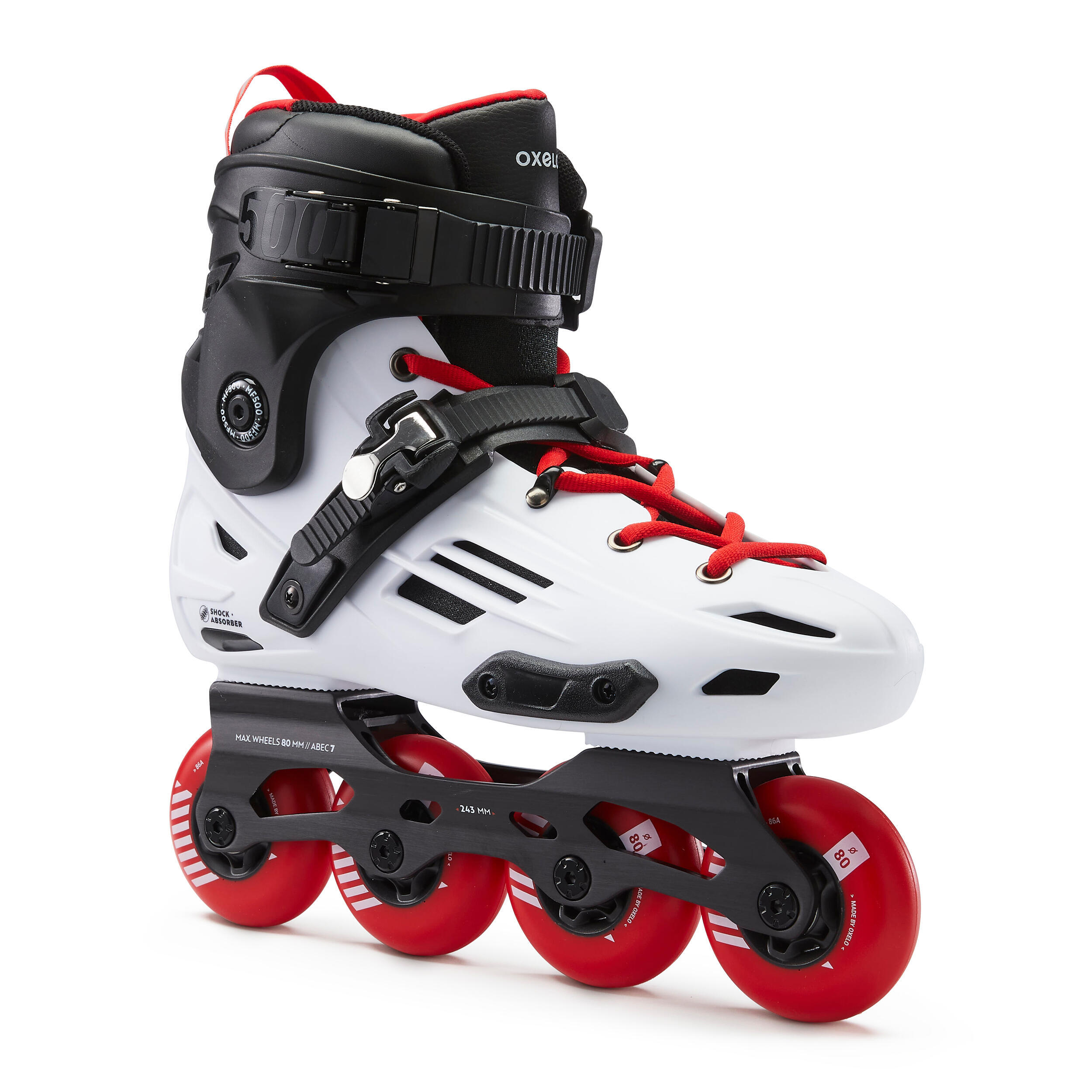 OXELO Adult Freeride Inline Skates MF500 - White/Red