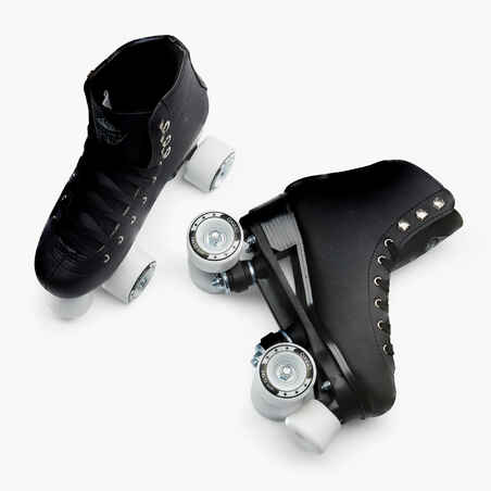 Kids' and Adult Artistic Roller Skating Quad Skates 100 - Black