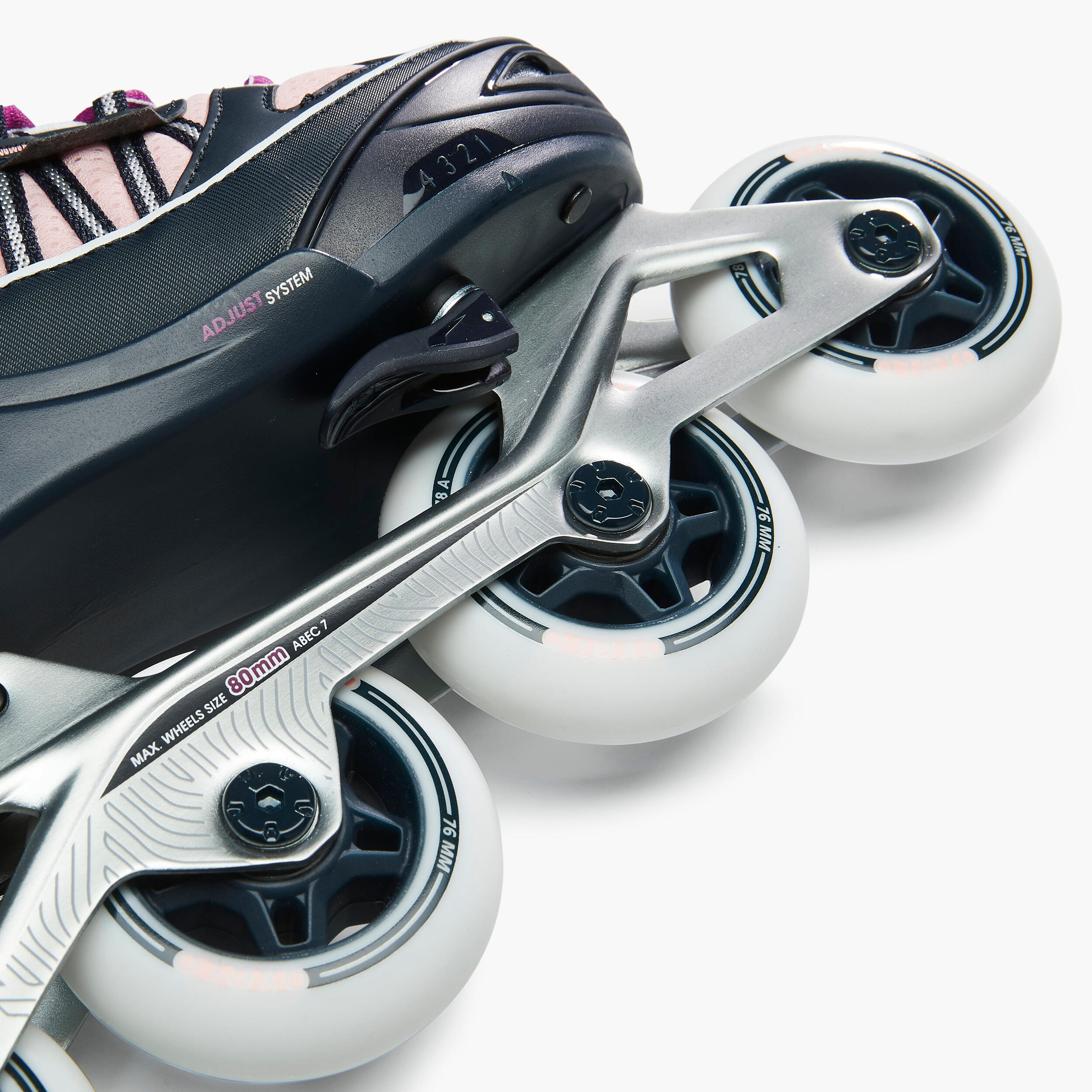 РОЛИКИ ДЕТСКИЕ FIT 5 РАЗДВИЖНЫЕ СИНЕ-РОЗОВЫЕ OXELO