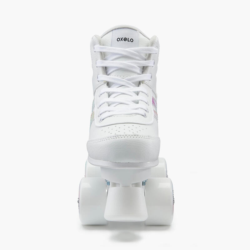 Kids' Roller Skates Quad 100 Holographic White OXELO Decathlon