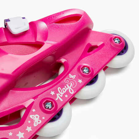 sport ROLLER EVOLUTIF 3 ROUES -) INLINE 26 à 28 oxylane oxelo ils play 3  pink 