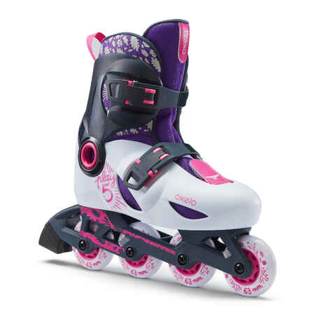 Patines Línea Niños Oxelo Play 5 Gris Rosa