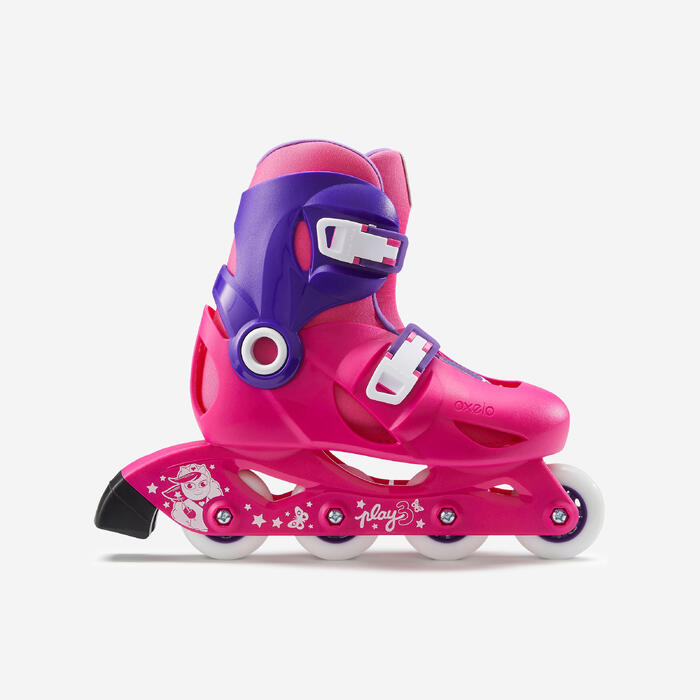 Kids Inline Skates Oxelo Play 3 Adjustable 3in1 Pink
