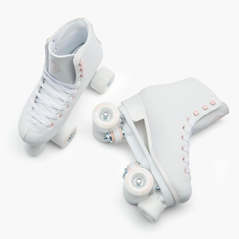 Patins de 4 Rodas Patinagem Artística Criança/Adulto QUAD 100 Branco