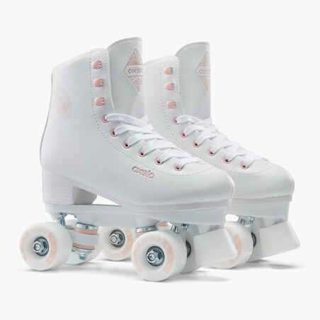 Kids' and Adult Artistic Roller Skating Quad Skates 100 - White