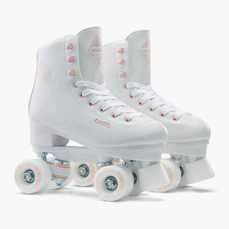 Patines 4 Ruedas Artísticos Niños y Mujer Oxelo Quad 100 Blanco