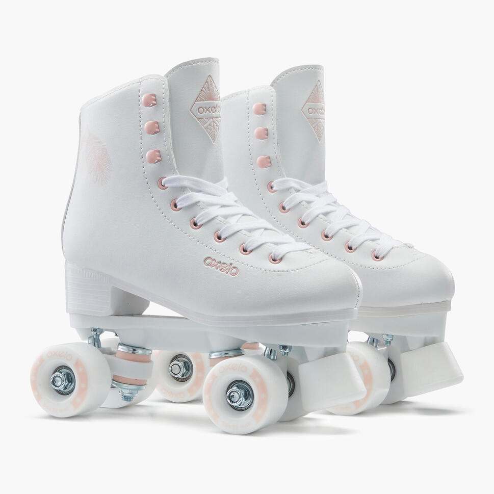 Artistic Roller Skates Quad 100 Small Size White OXELO Decathlon