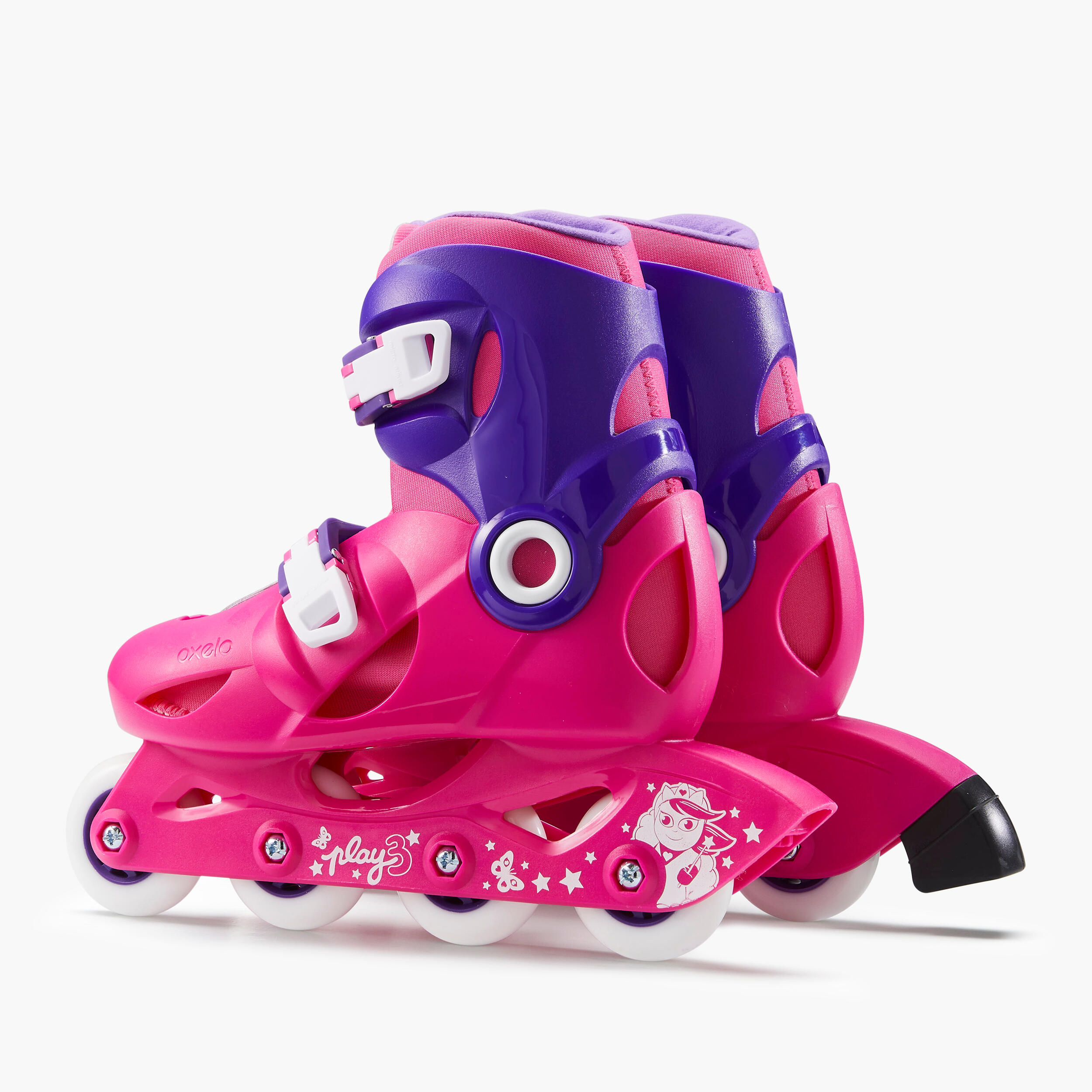 Patins à roues alignées enfant - Play 3 rose/violet - OXELO