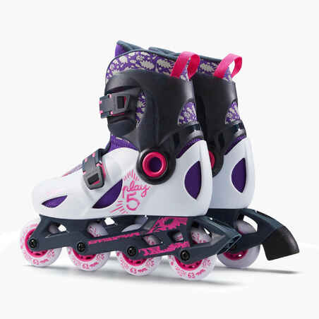 Patines Línea Niños Oxelo Play 5 Gris Rosa