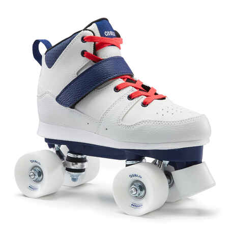 Patines de 4 ruedas artísticos para adulto Oxelo quad100  blanco - azul