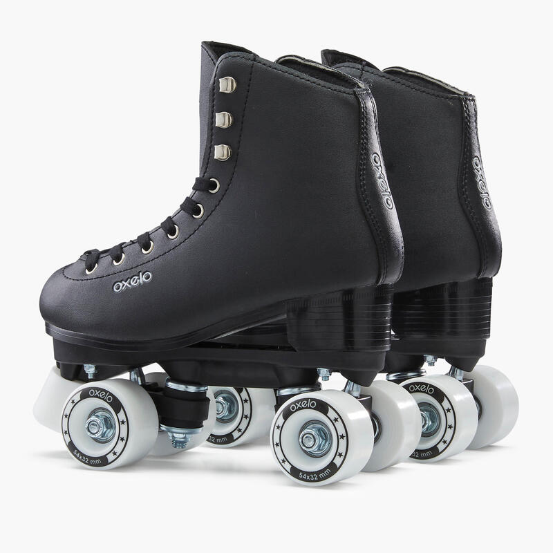 Patines 4 Ruedas Artísticos Niños y Mujer Oxelo Quad 100 Negro