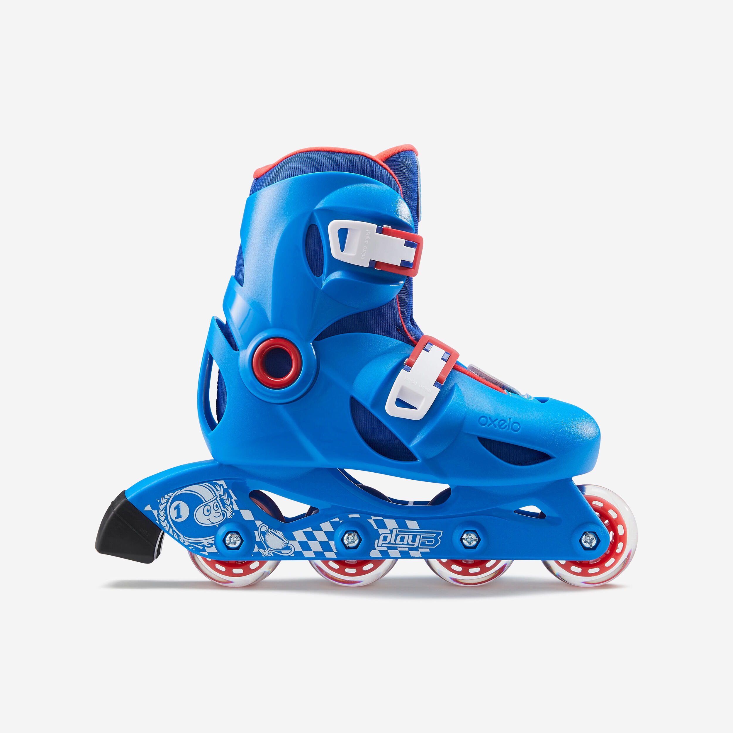 OXELO Play 3 Kids' Skates - Blue/Red